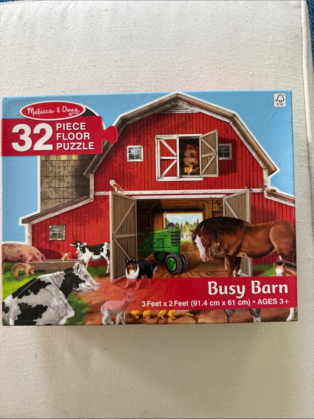 Melissa & Doug Busy Barn Floor Puzzle - Red, Blue, Green, Brown